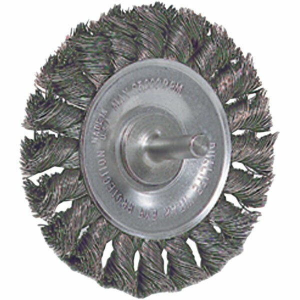 Weiler 17681 3-1/4" x 3/8" Knot Wire Wheel .014 Wire 1/4" Stem