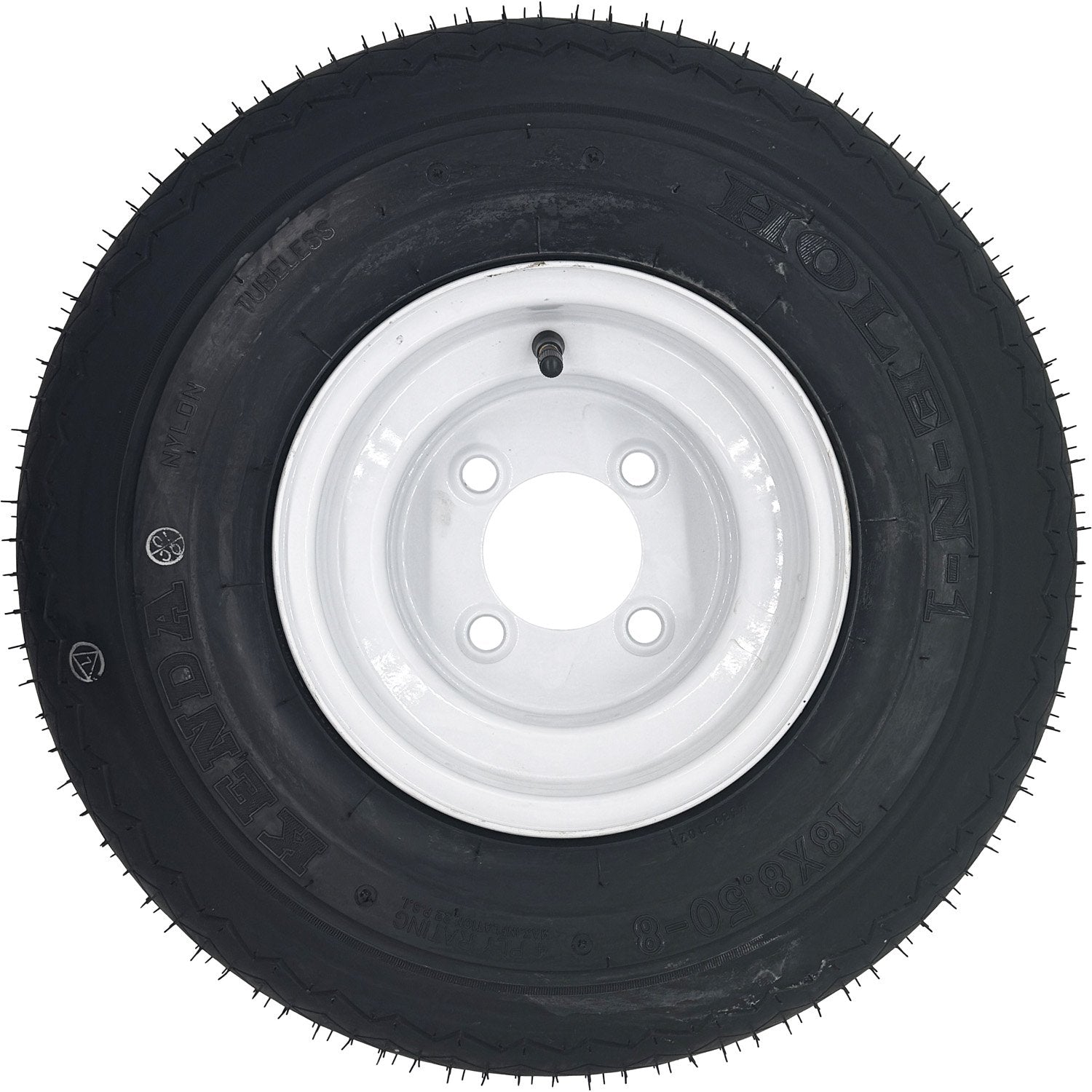 Golf Cart Tire & Wheel Assembly 18x8.50-8 4 Ply Kenda Hole-N-1 on 4 on 4 White Wheel