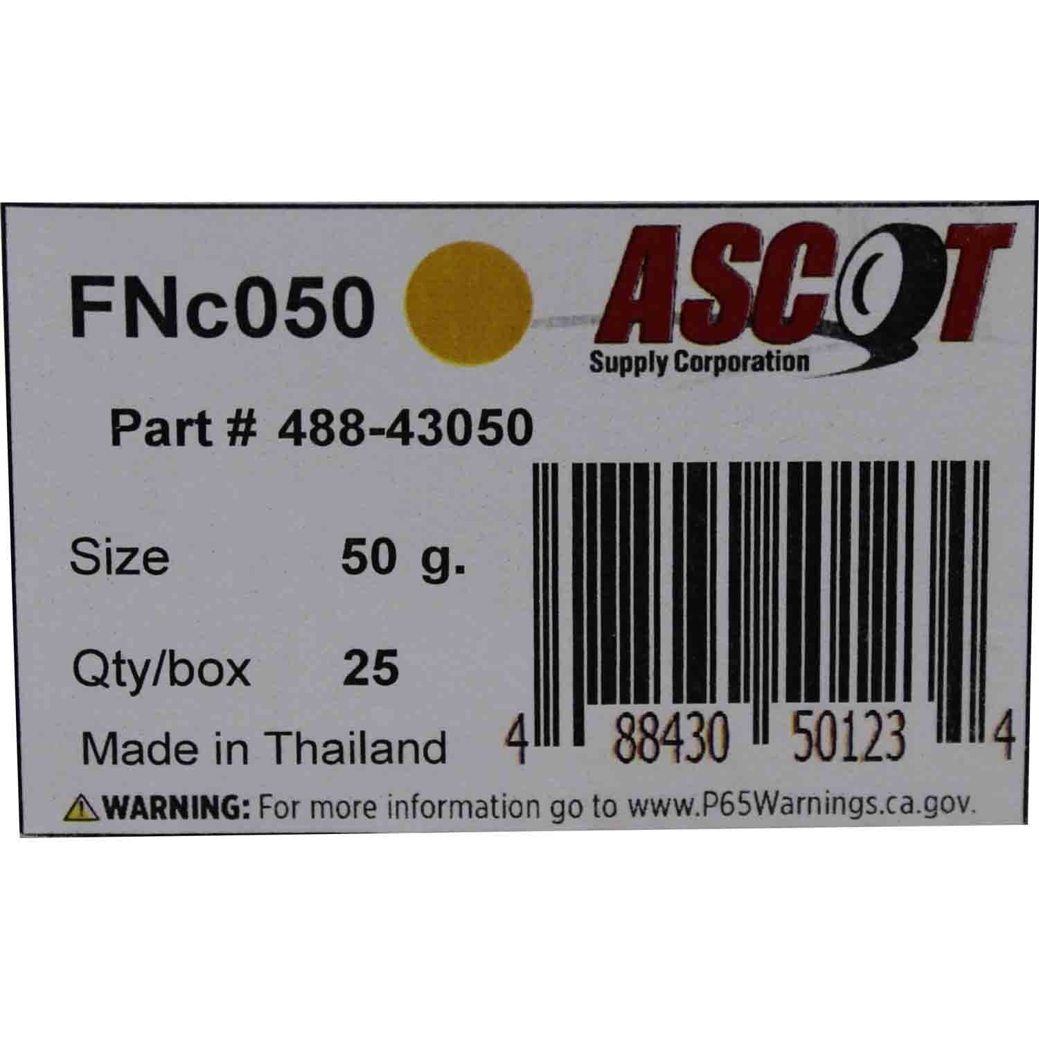 Ascot FN Style Coated Lead Clip-On Wheel Weight 50gm (1.75oz) - Box of 25