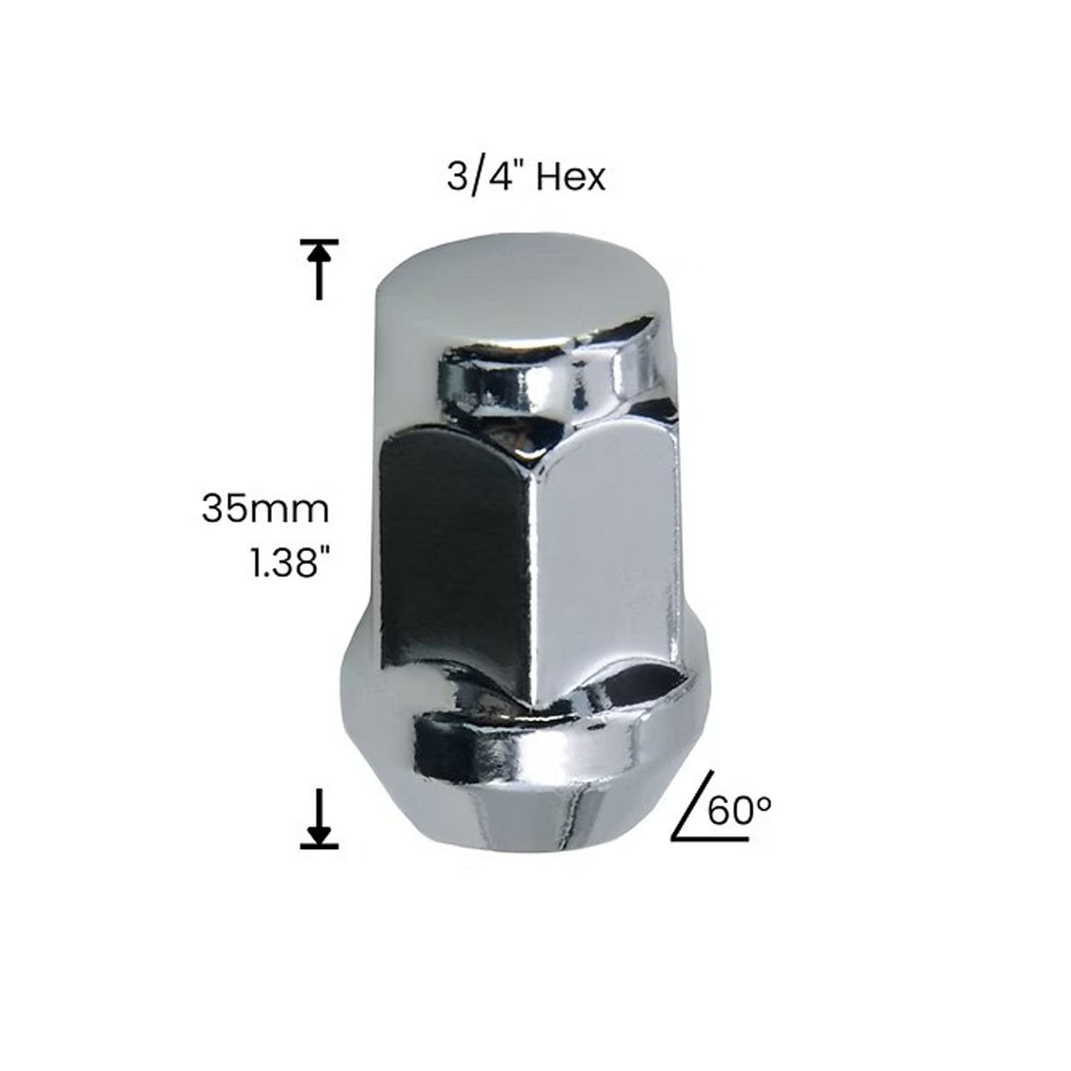 Premium Service M12x1.50 Bulge Acorn Wheel Lug Nut 3/4" Hex Pack of 20