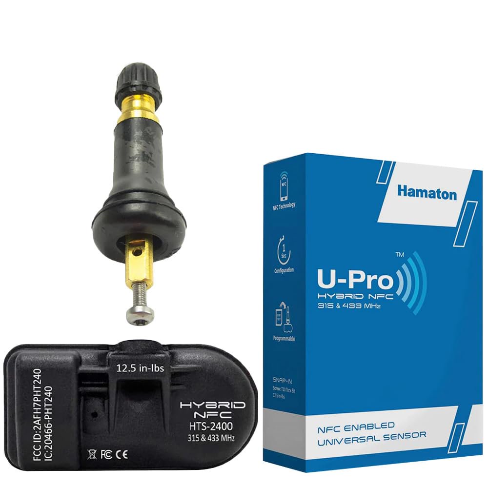 Sensor universal TPMS híbrido Hamaton U-Pro HTS-A78EG NFC con vástago de válvula a presión