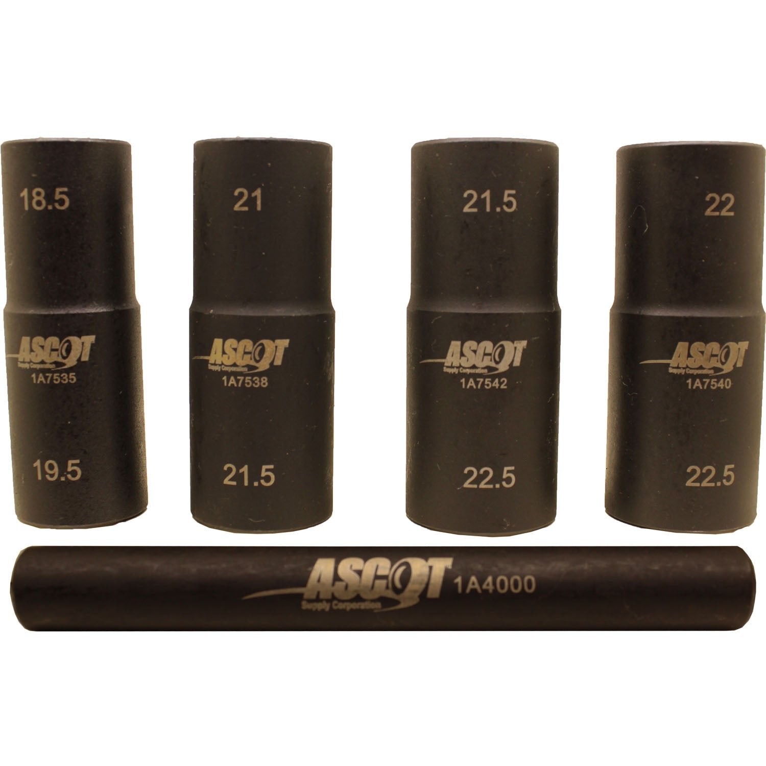 Ascot 167-12051 1/2" DR Flip Socket Set 18.5mm 19.5mm 21mm 21.5mm 22mm 22.5mm