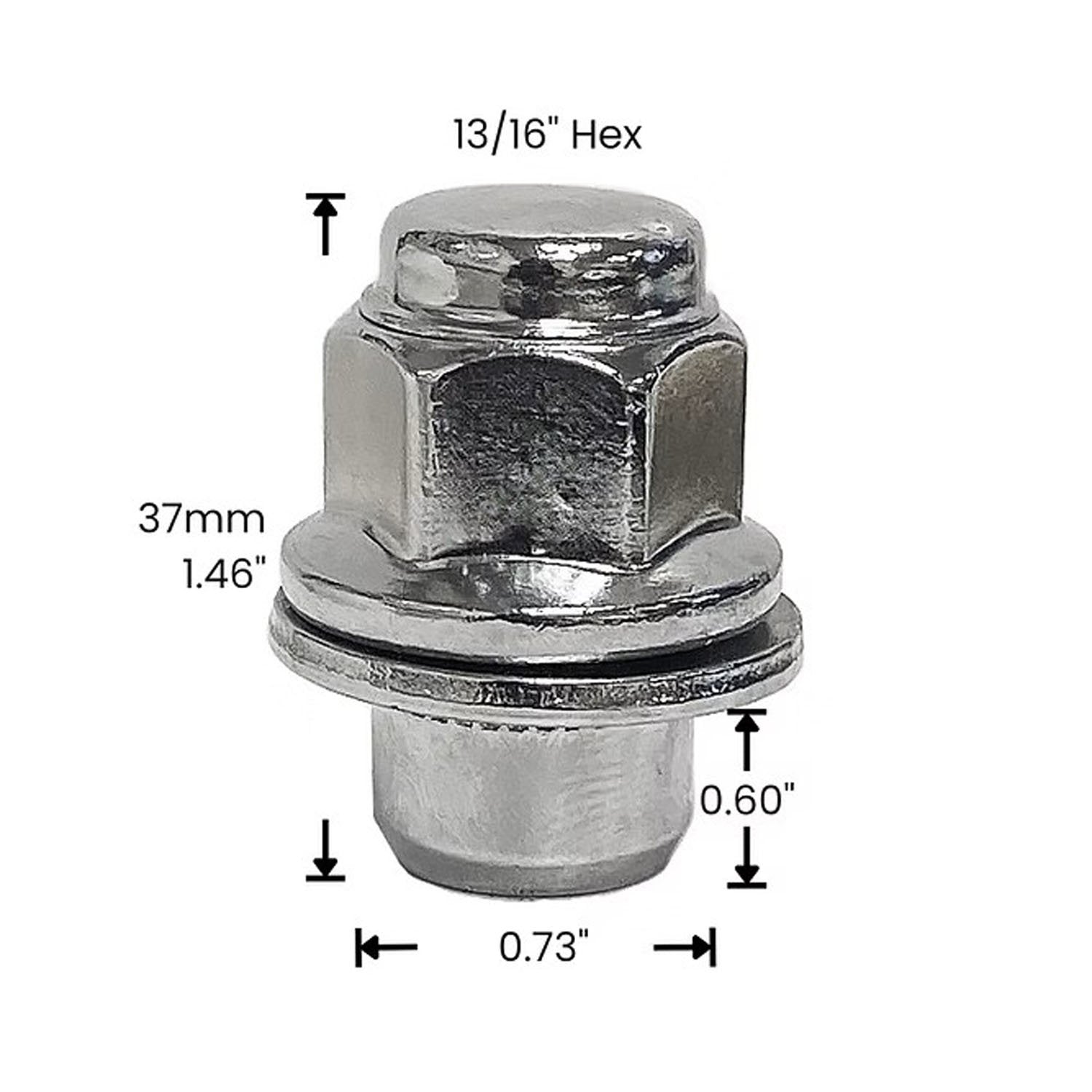 Premium Service M12x1.50 Bulge Medium Mag Seat 13/16" Hex Wheel Lug Nut Pack of 20