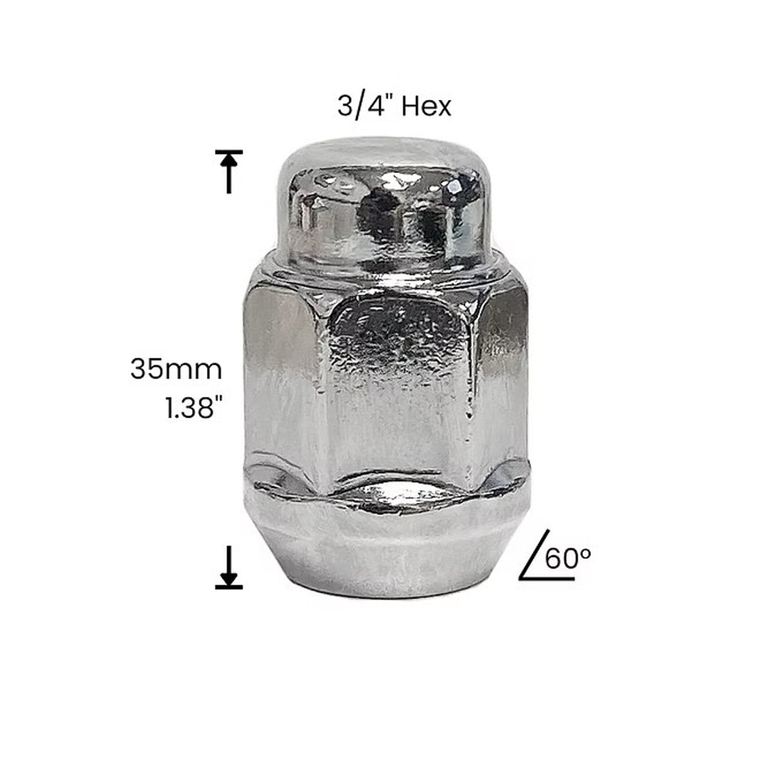 Premium Service 1/2-20 Bulge Acorn 3/4" Hex Wheel Lug Nut Pack of 20