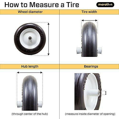 Marathon 92001 Flat Free Ribbed Garden Cart Tire on Rim 20x2