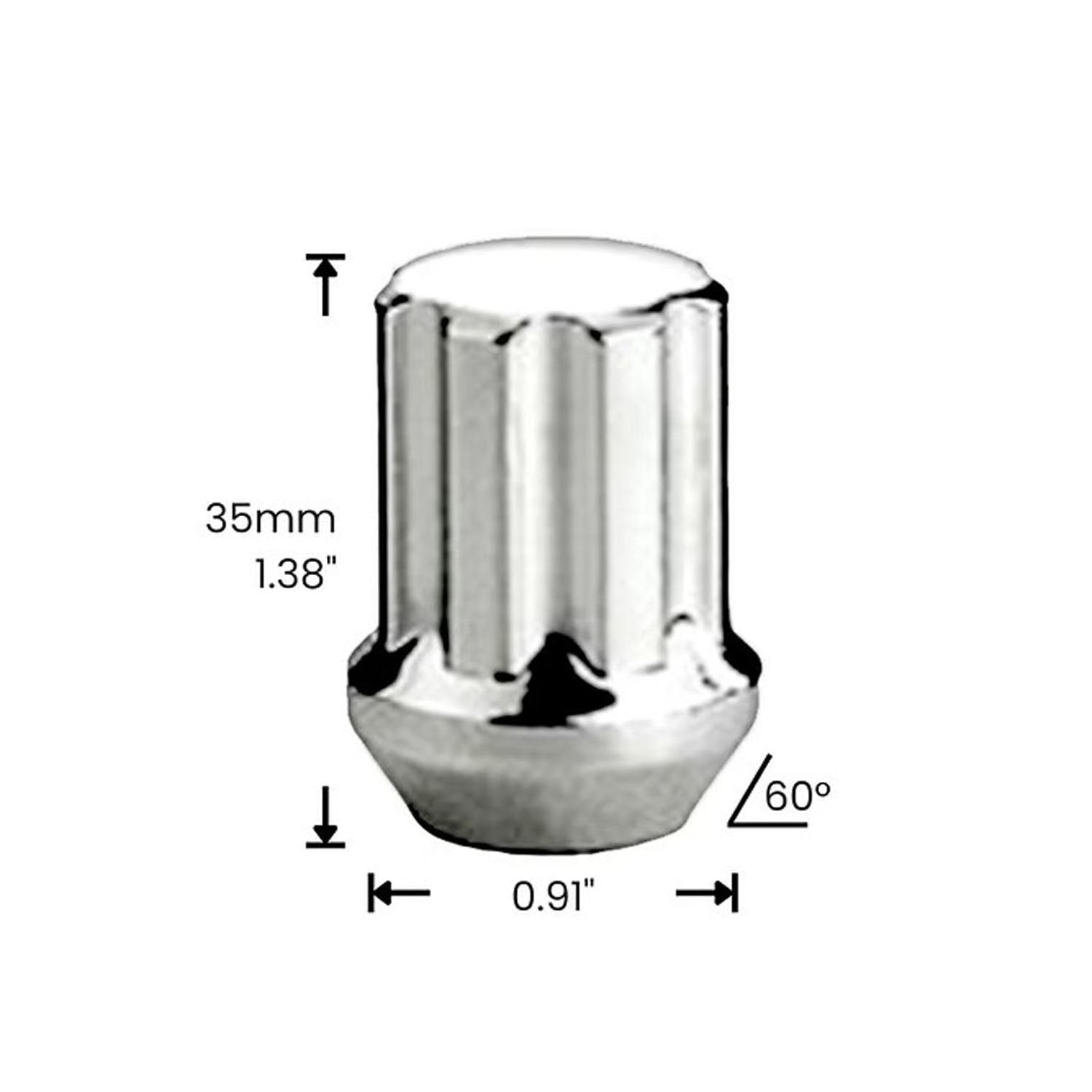 Premium Service M14x1.50 Short Truck 7-Spline Wheel Lug Nut Pack of 20