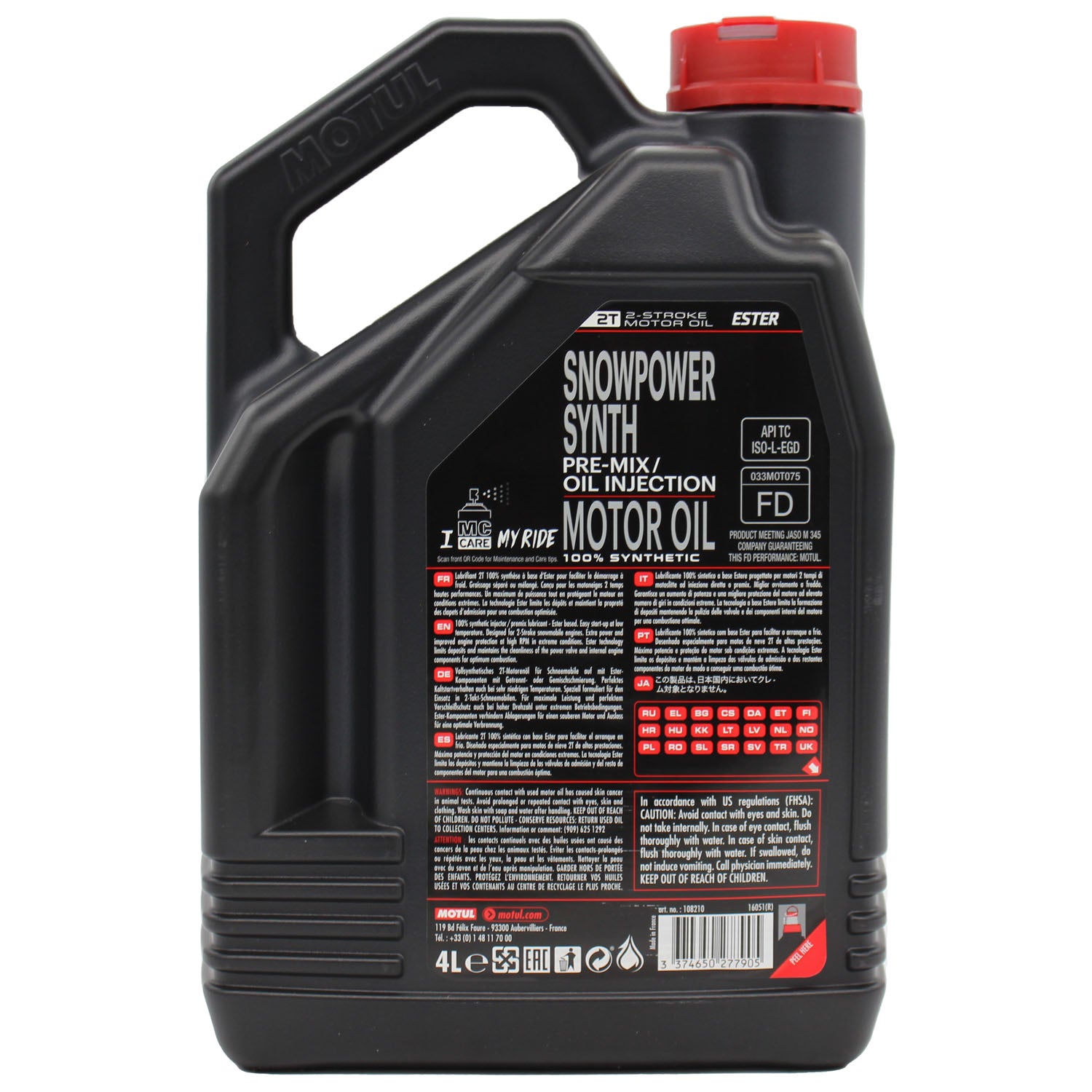 Motul Snowpower Synth 2T 2-Stroke Motor Oil - 4 Liter