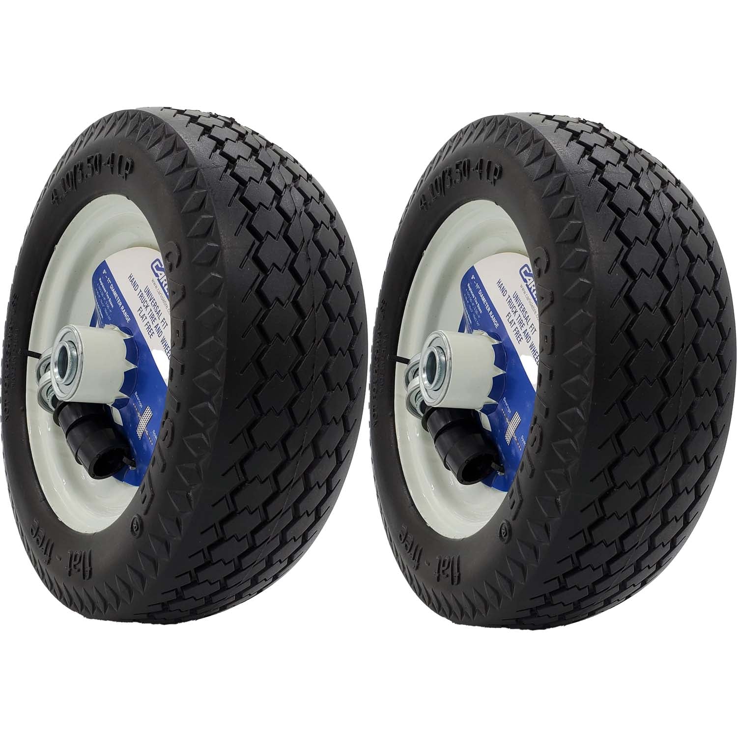 Carlisle 483811 Flat Free Universal Utility Tire on Rim 4.10/3.50-4 Pack of 2