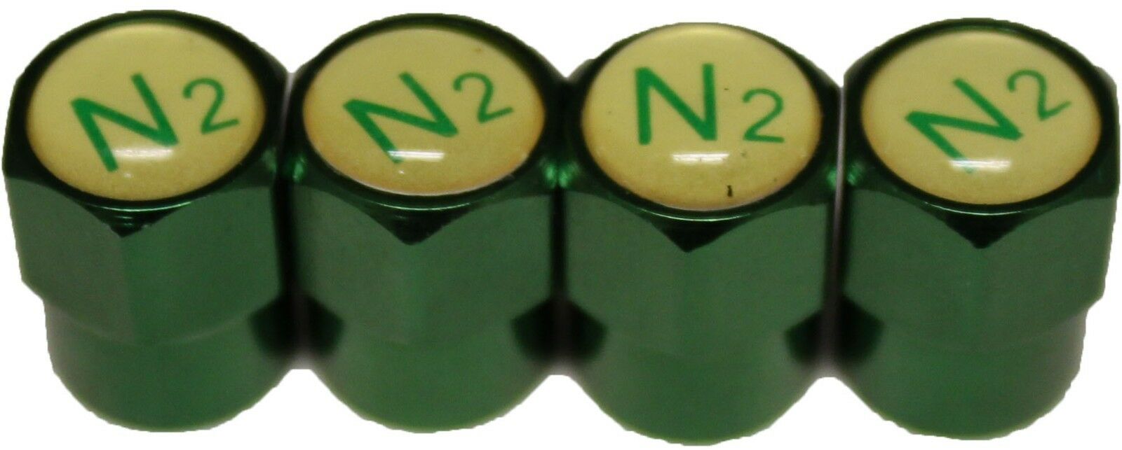 Aluminum Nitrogen N2 Tire Valve Cap Green Pack of 4