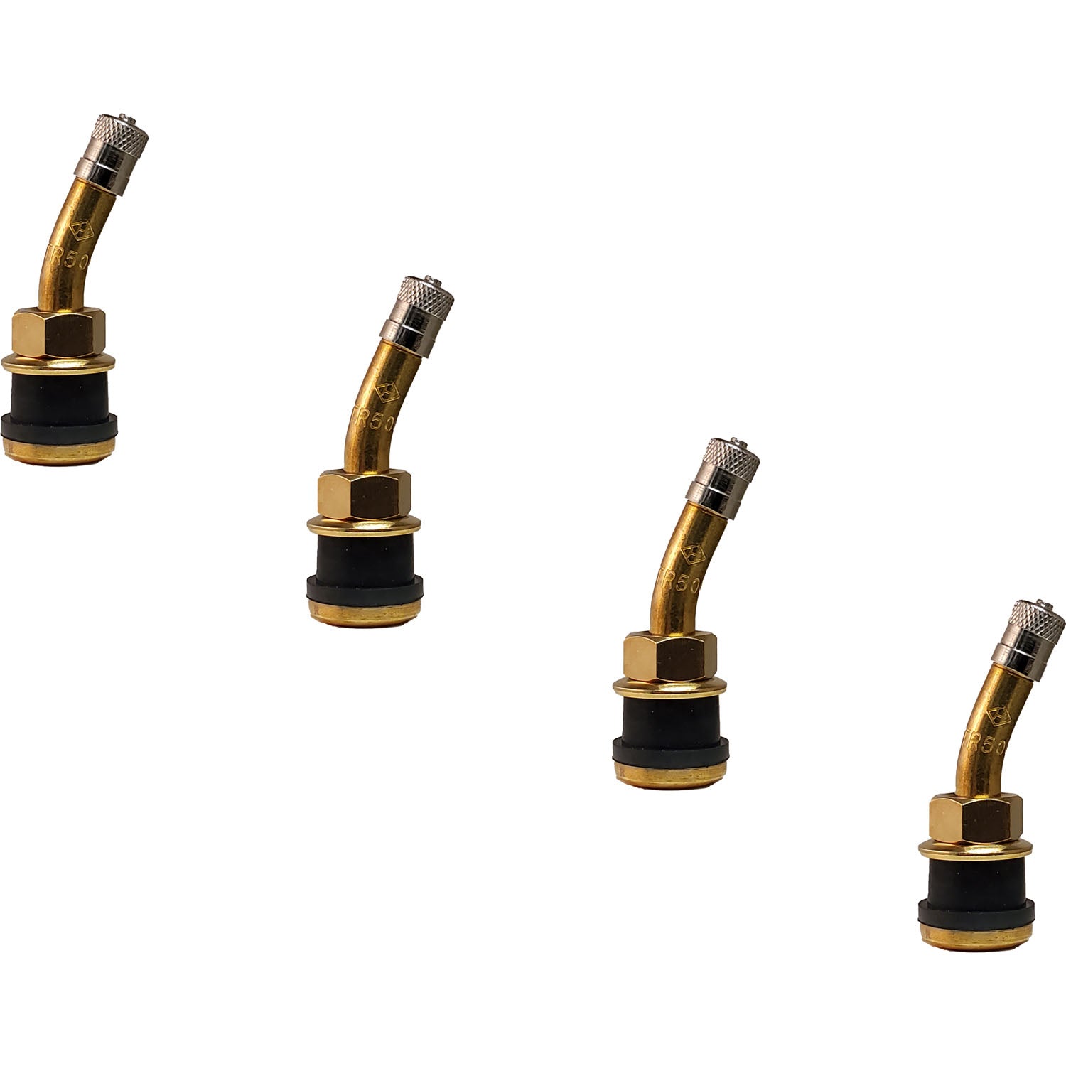 Radial Commander Brass Valve Stem with 23° Bend for .625" Valve Holes Pack of 4