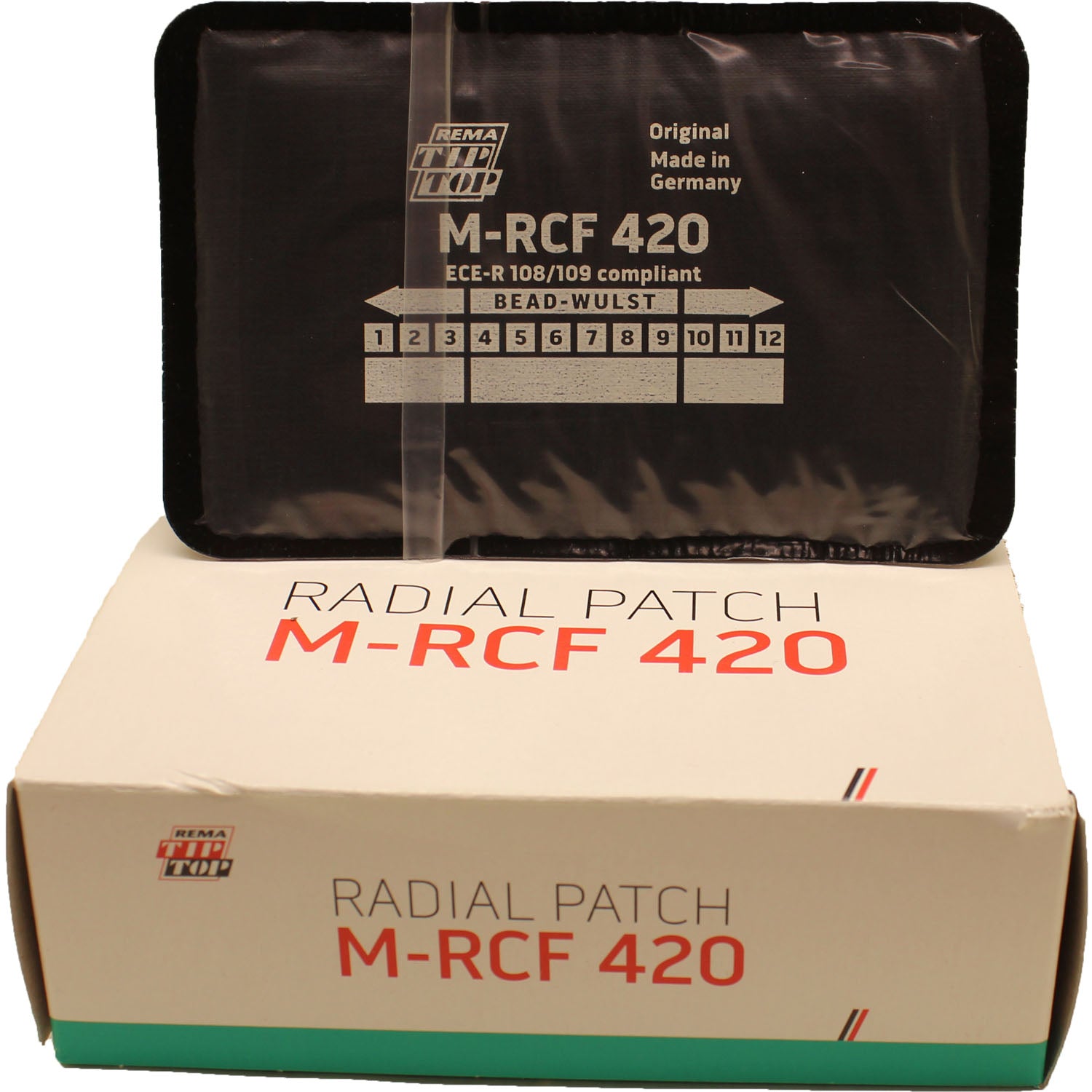 REMA TIP TOP M-RCF 420 Radial Tire Repair Patch 124mm x 80mm 1ply - Box of 10