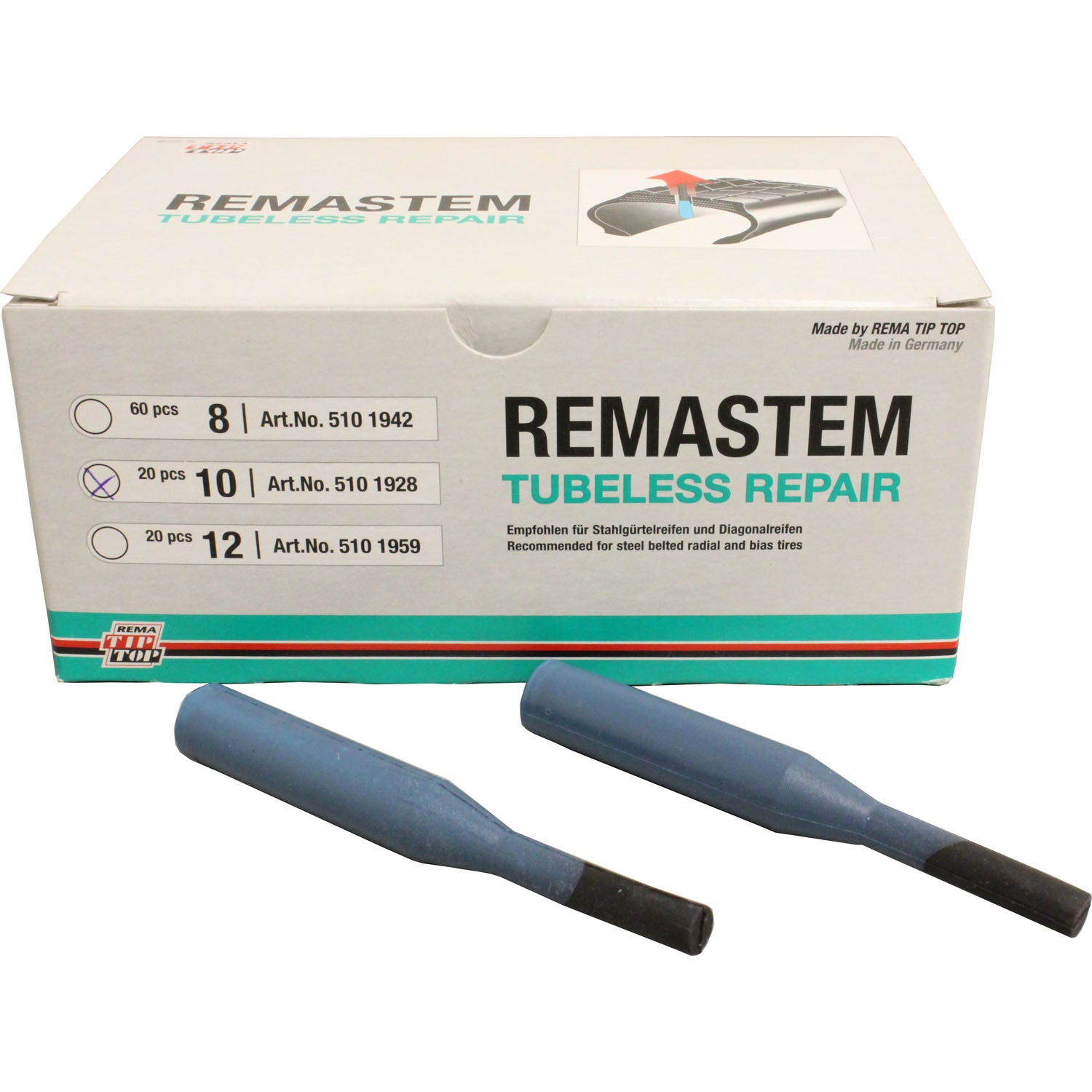 REMA TIP TOP RS-10 Radial Tire Plug Stem Insert 3/8" - Box of 20