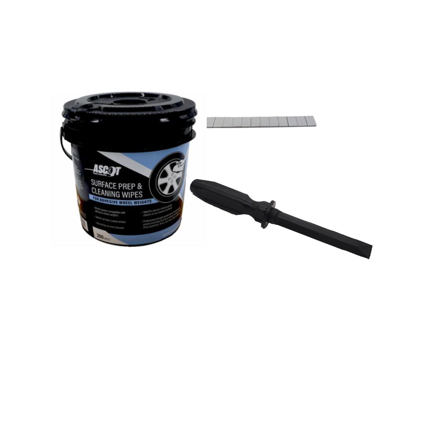 .25oz Steel Tape Weights with Cleaning Wipes and Scraper Bundle