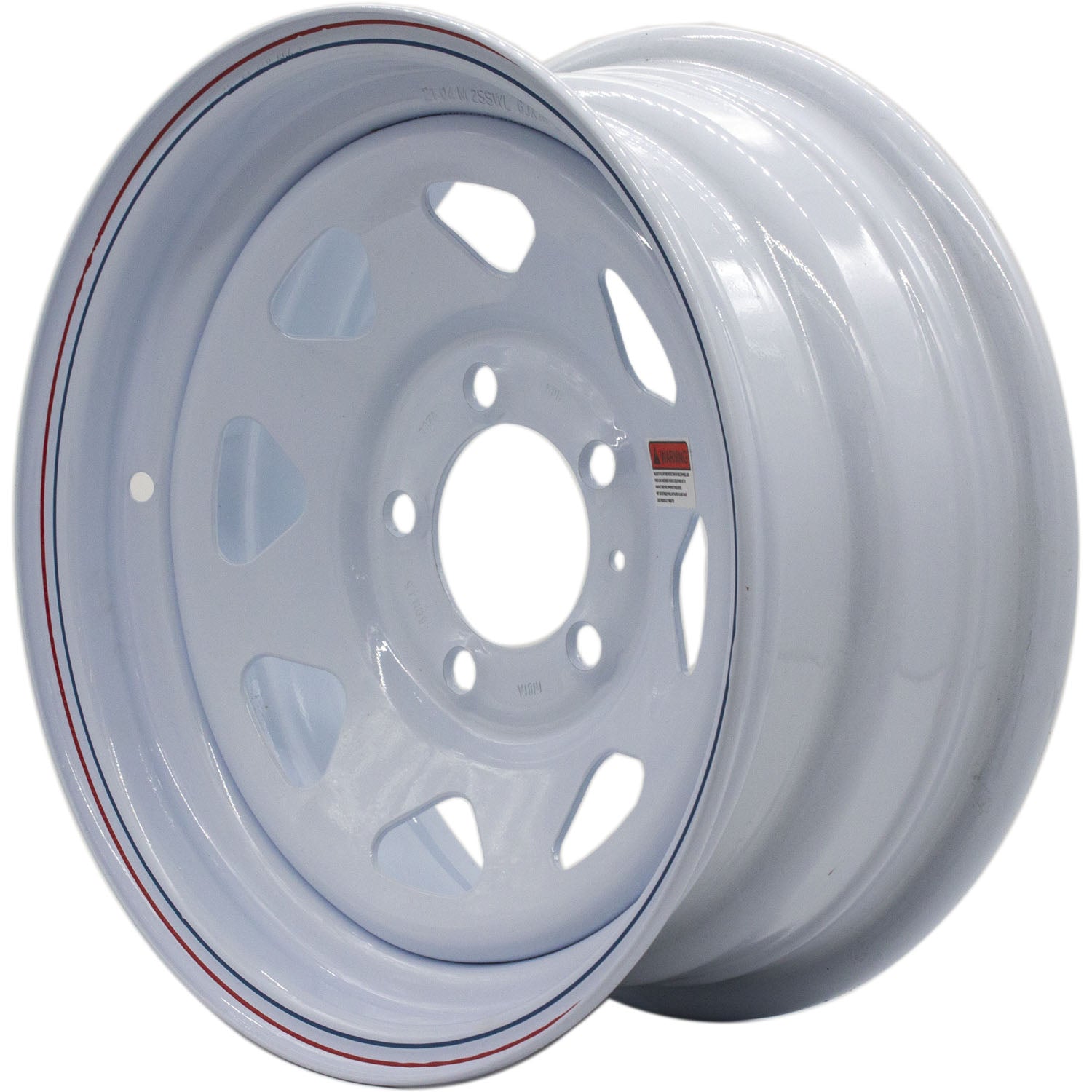 Premium Service 14x5.5 5 On 4.5 Spoked Steel Trailer Wheel White with Pin Stripes