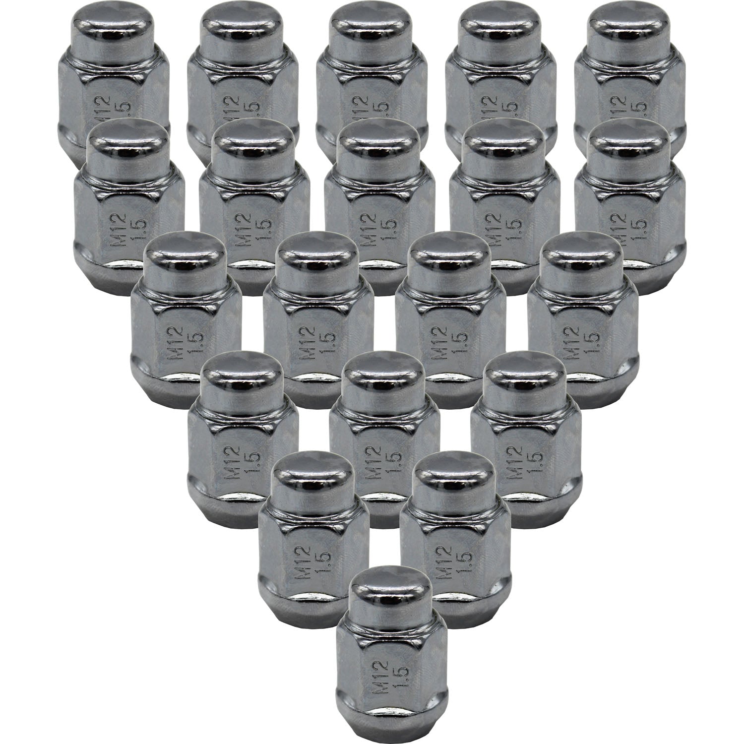 Ascot LN-08 M12 x 1.50" Bulge Acorn 13/16" Hex Lug Nut - Pack of 20