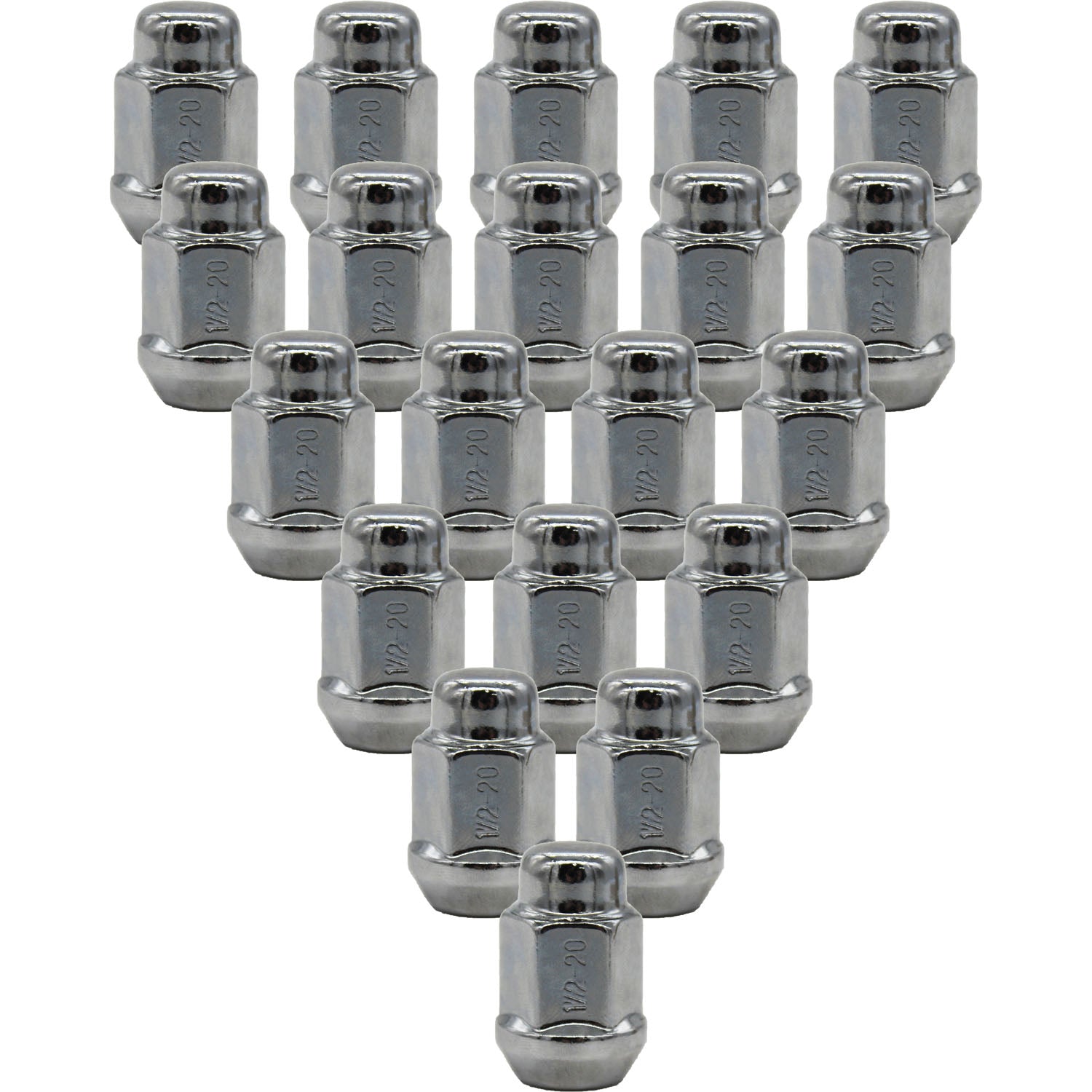 Ascot LN-13 1/2" - 20 Bulge Acorn 3/4" Hex Lug Nut - Pack of 20