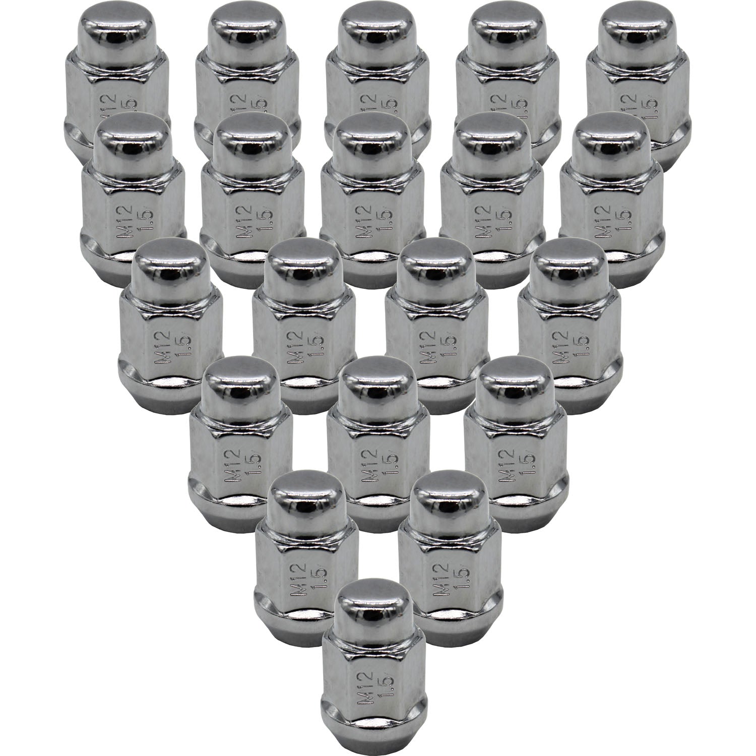 Ascot LN-15 M12 x 1.50" Bulge Acorn 3/4" Hex Lug Nut - Pack of 20