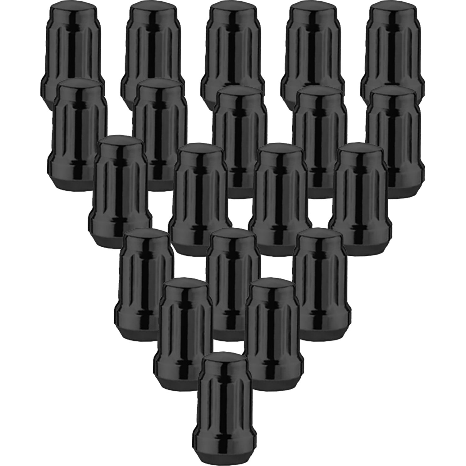 Ascot LN-23 1/2" x 20 6-Spline Lug Nut - Black - Pack of 20