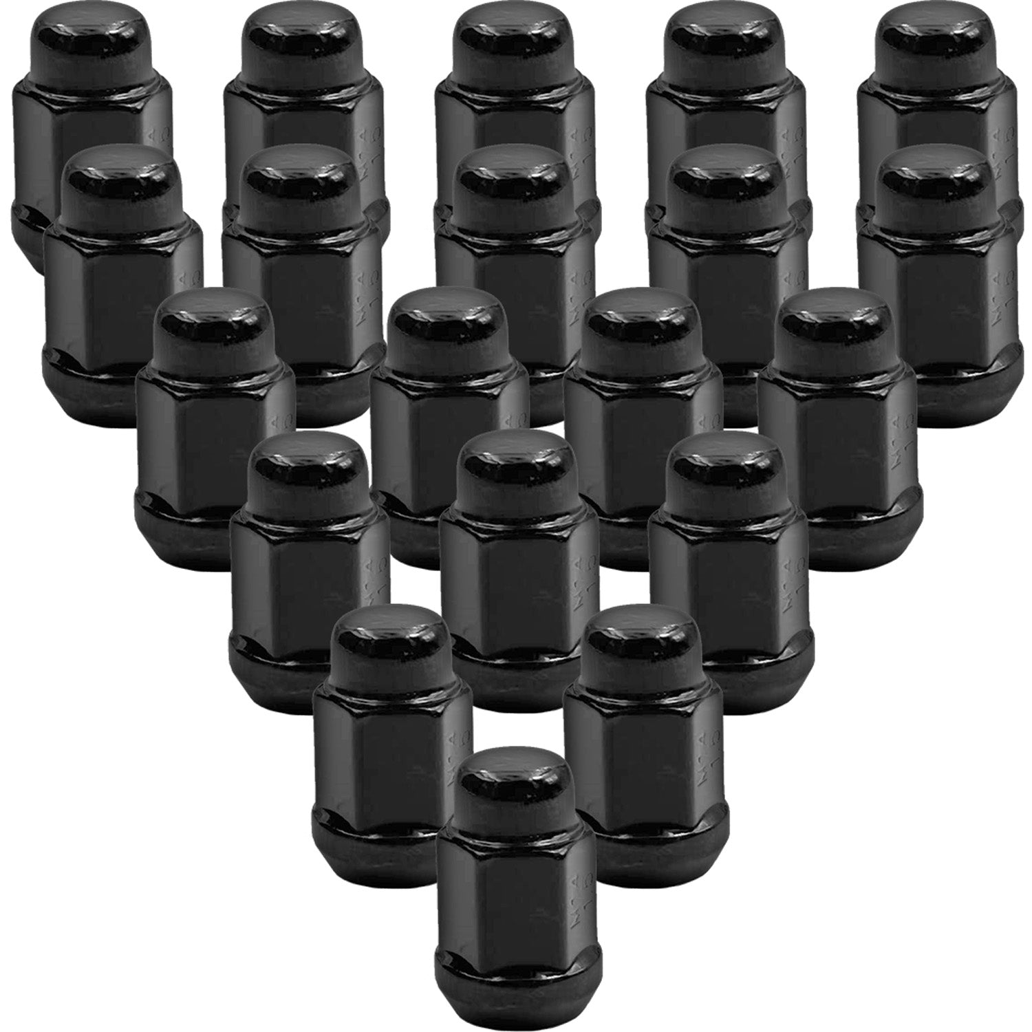 Ascot LN-24 M14 x 1.50" Bulge Acorn 2pc Lug Nut 3/4" Hex - Black - Pack of 20