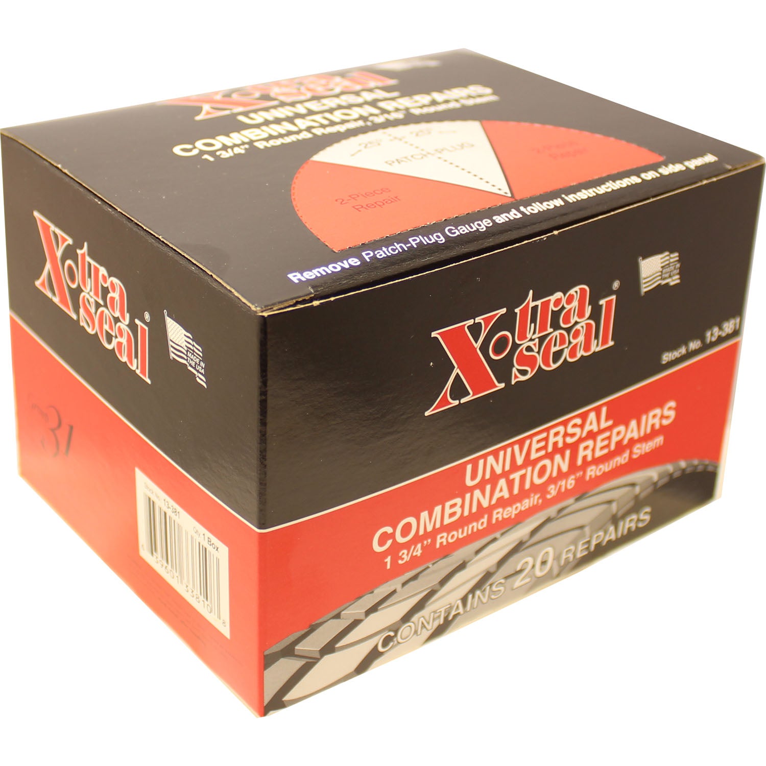 Xtra Seal 13-381 3/16" Universal Tire Patch Plug 1-3/4" Round Patch Box of 20