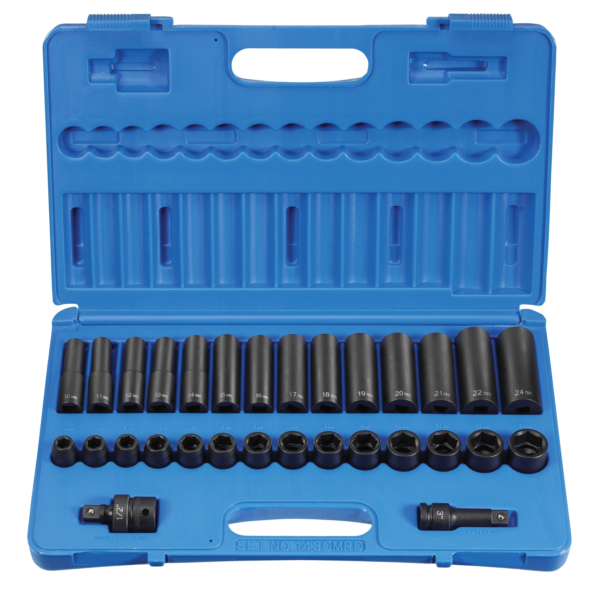 Grey Pneumatic 1430MRD 1/2" Drive 30-Piece Standard/Deep Metric Socket Set