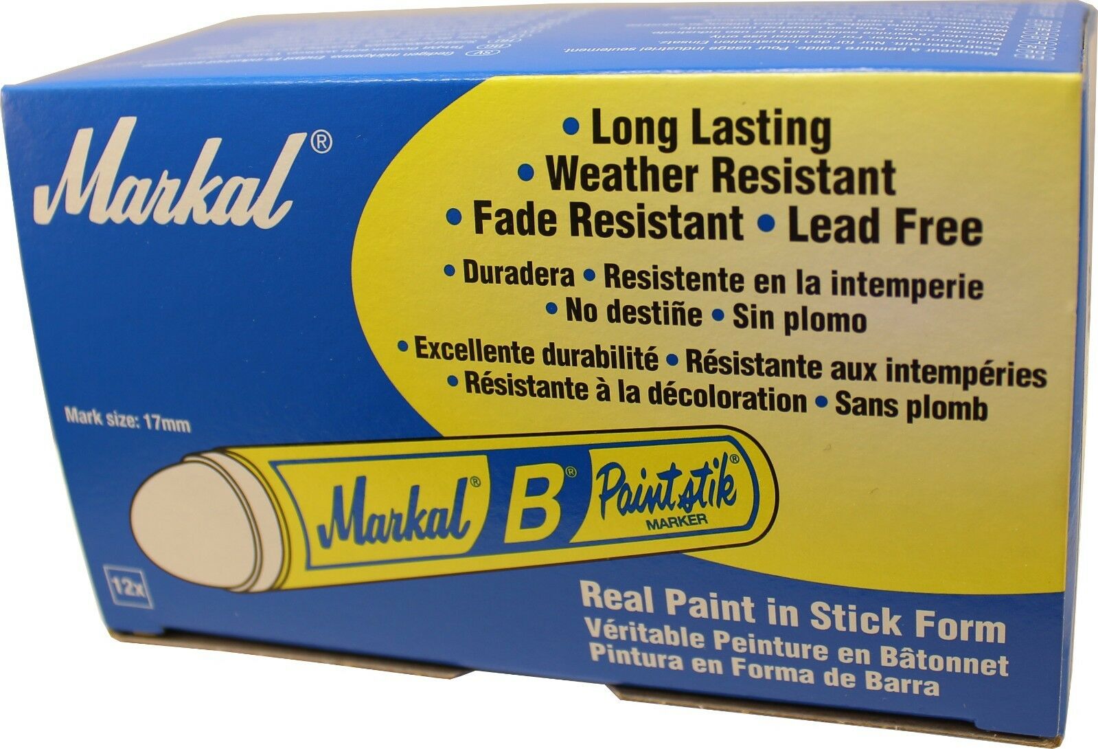 Markal "B" Blue Solid Paint Stick Marker Tire Crayon Pack of 12