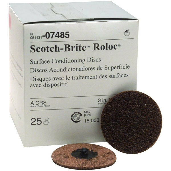 3M 07485 Scotch-Brite Roloc Surface Conditioning Disc Coarse 3" Brown Box of 25