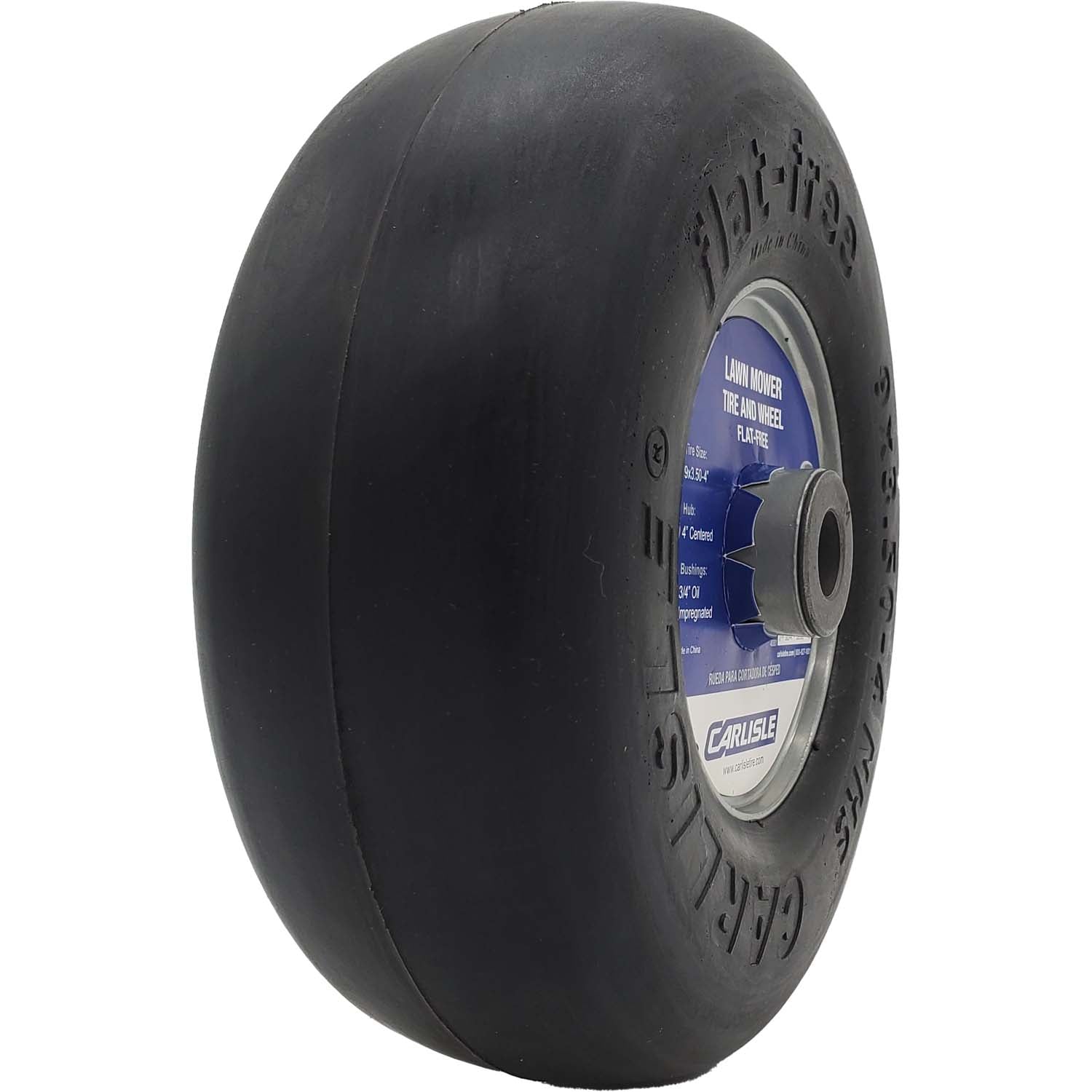 Carlisle 483831 Flat Free Smooth SP Lawn Mower Tire on Rim 9x3.50-4