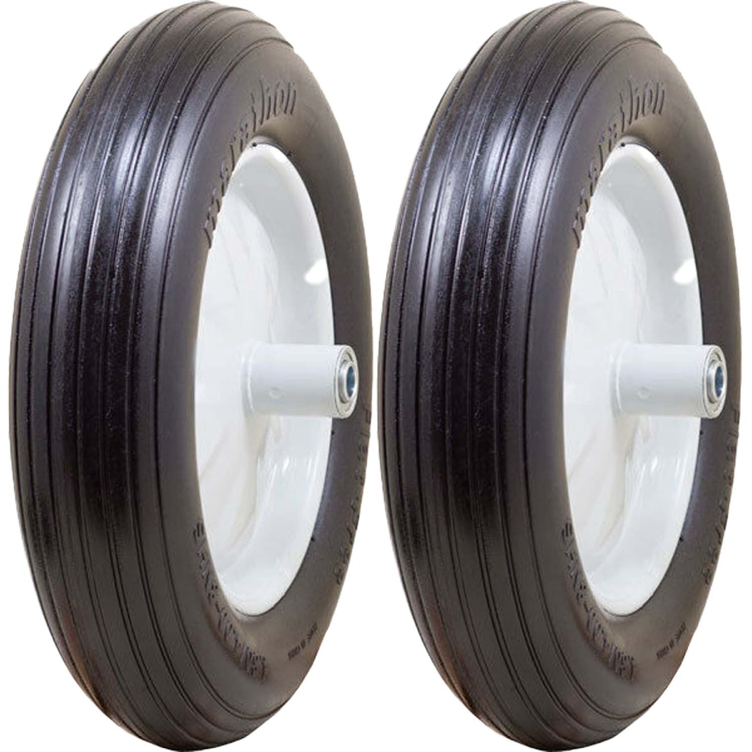 Marathon 00001 Flat Free Ribbed Utility Wheelbarrow Tire 4.80/4.00-8 Pack of 2