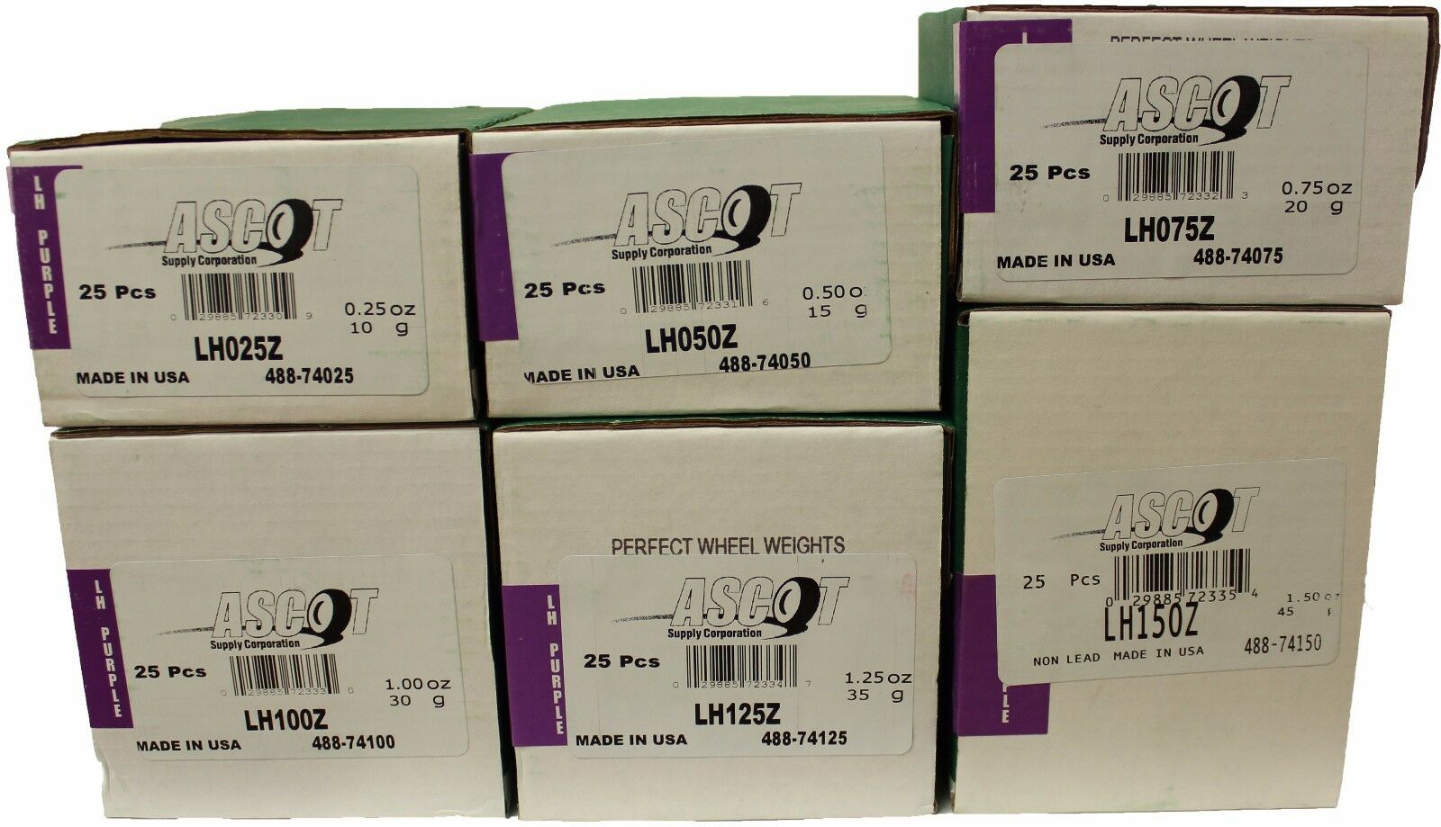 Perfect Equipment LH Coated Zinc Wheel Weight Bundle 0.25 - 1.50oz (6 Items)