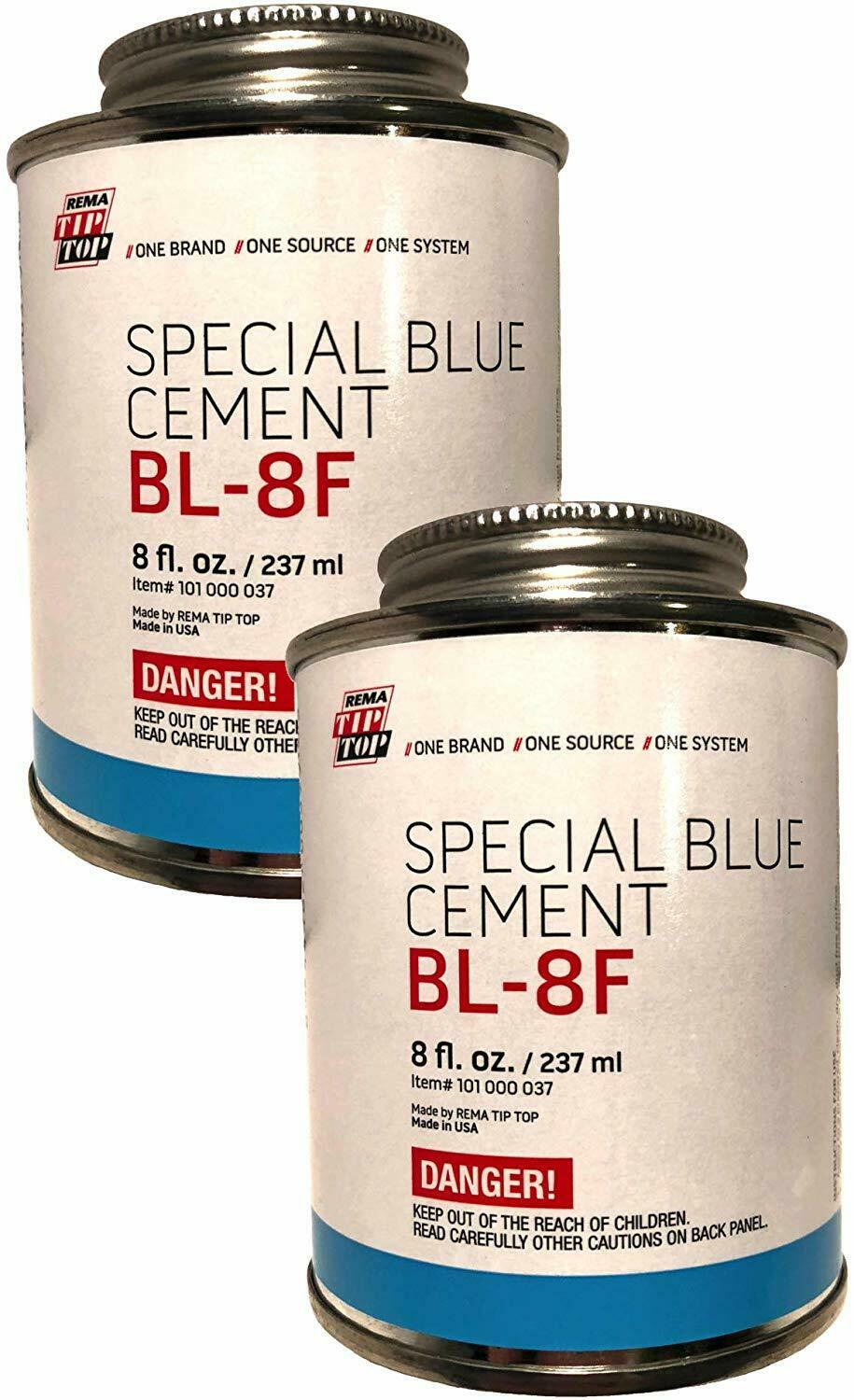 REMA TIP TOP BL-8F Special Blue Cement Can with Brush Top 8oz  - Pack of 2
