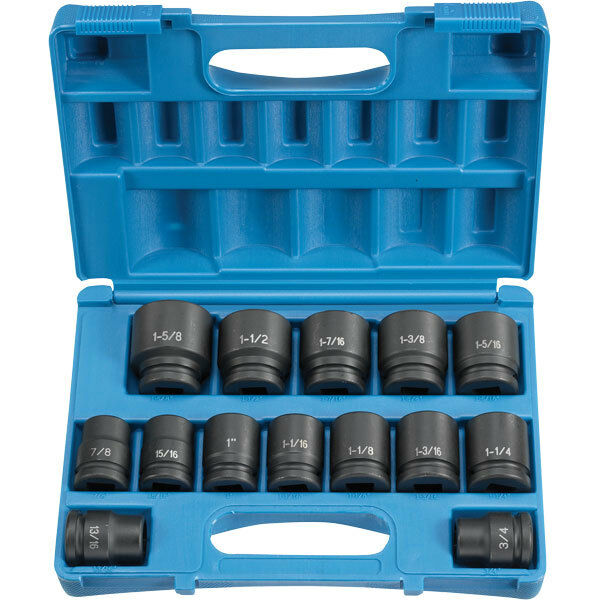 Grey Pneumatic 8038 3/4" Standard Drive 6 Point SAE Socket Set in Case 14 Piece