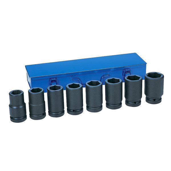 Grey Pneumatic 9109D 1" Drive Deep 6 PT Metric 8 Piece Socket Set with Case