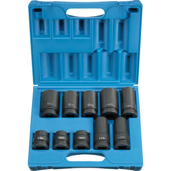 Grey Pneumatic 9153 1" Drive Standard and Deep 10 Piece Socket Set with Case