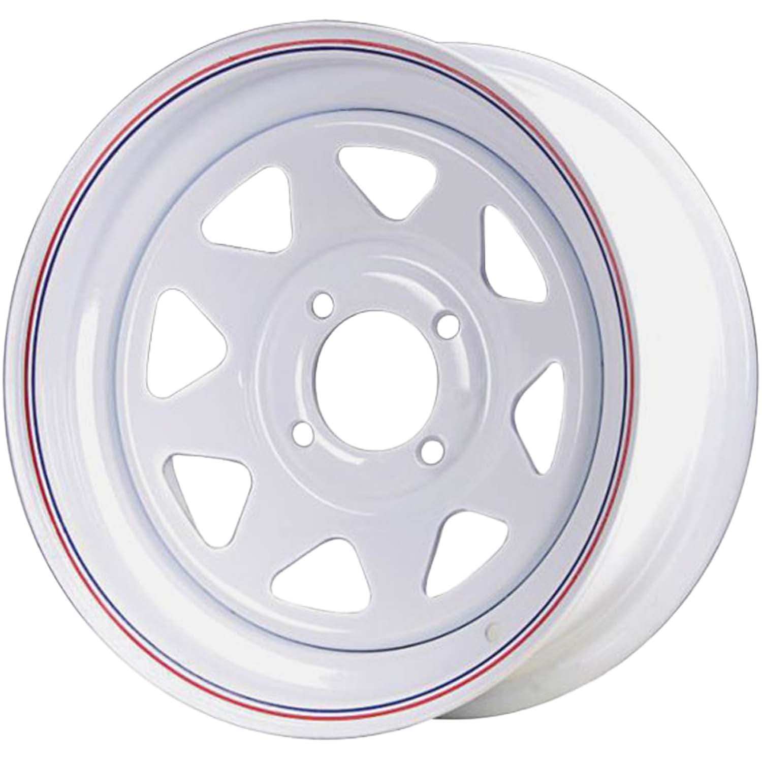12x4 4 On 4 Spoked Steel Trailer Wheel - White with Pin Stripes
