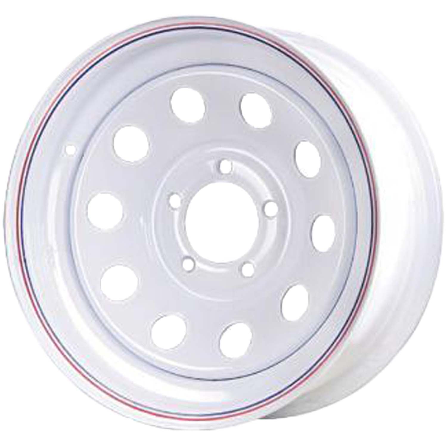 15x6 5 On 4.5 Modular Steel Trailer Wheel - White with Pin Stripes