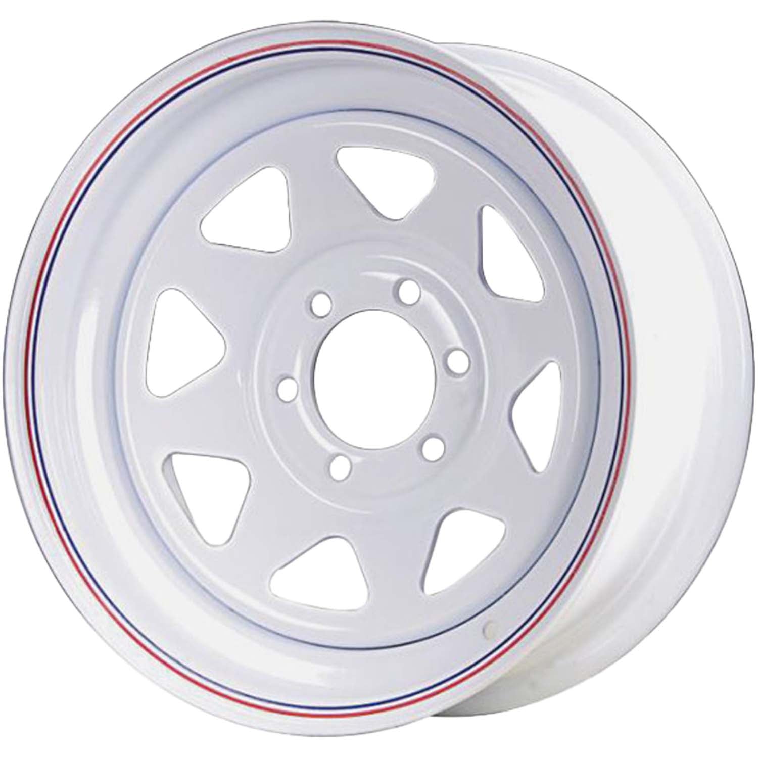 15x6 6 On 5.5 Spoked Steel Trailer Wheel - White with Pin Stripes