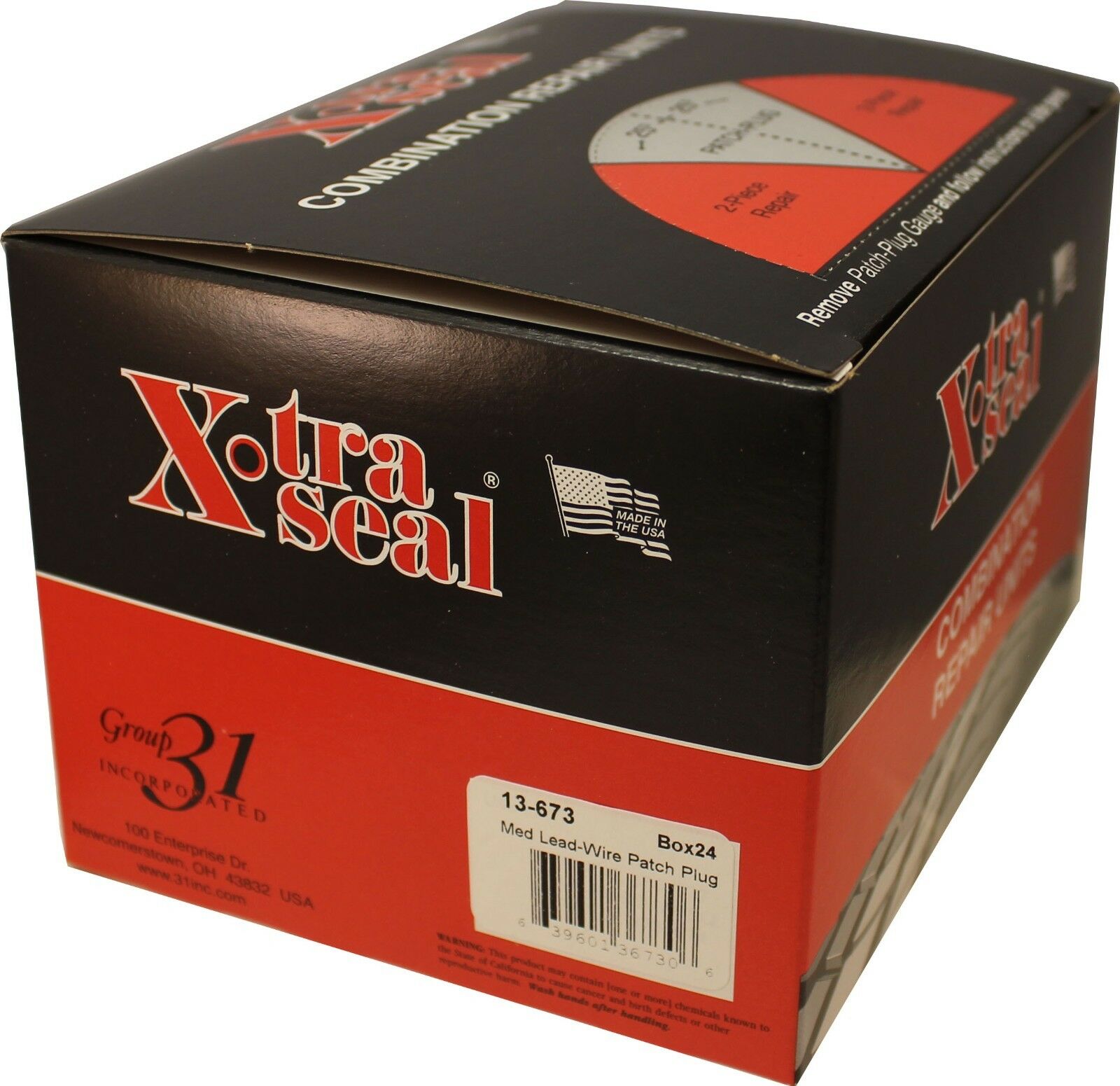 Xtra Seal 13-673 Combination Dipped 2-1/8" x 1/4" Repair Patch Plug Box of 24